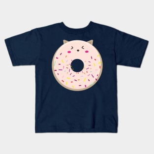 Pink Kawaii Donut Cat Kids T-Shirt